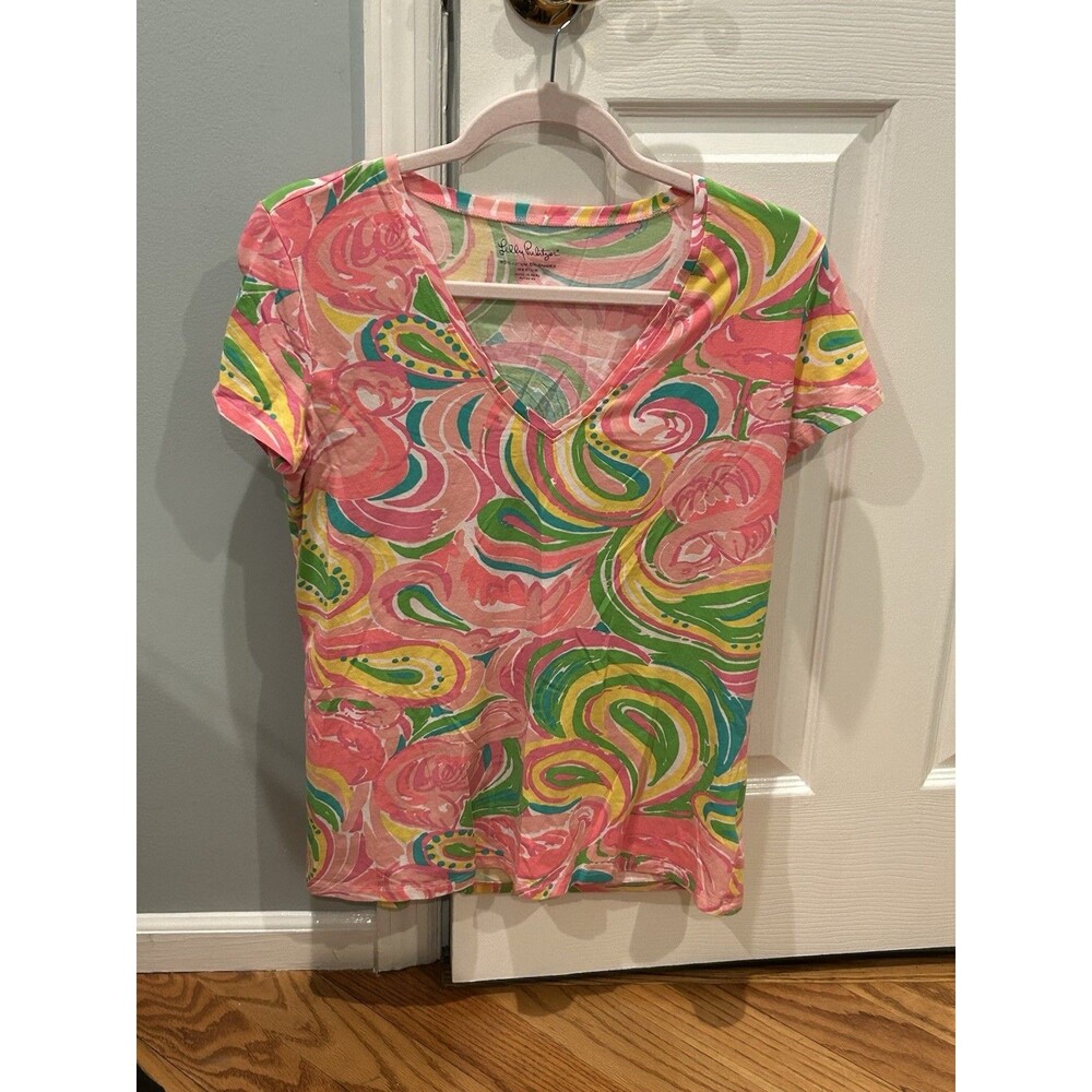 Lilly Pulitzer Size Medium Cotton/Spandex V-neck Top